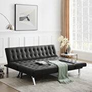 Reversible sectional sofa sleeper black pu with metal legs by La Spezia additional picture 16
