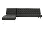 Reversible sectional sofa sleeper black pu with metal legs by La Spezia additional picture 7