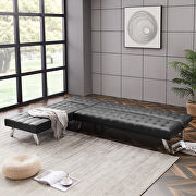 Reversible sectional sofa sleeper black pu with metal legs by La Spezia additional picture 8
