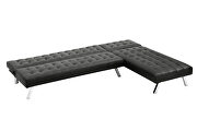 Reversible sectional sofa sleeper black pu with metal legs by La Spezia additional picture 9
