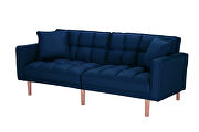 Futon sofa bed sleeper dark blue linen fabric by La Spezia additional picture 11