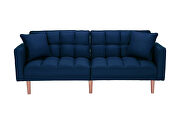 Futon sofa bed sleeper dark blue linen fabric additional photo 5 of 11