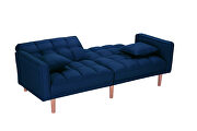 Futon sofa bed sleeper dark blue linen fabric by La Spezia additional picture 8