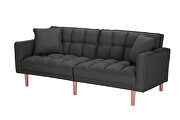 Futon sofa bed sleeper dark gray linen fabric additional photo 4 of 11