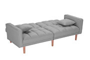 Futon sofa bed sleeper light gray linen fabric additional photo 5 of 11
