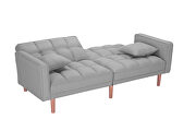 Futon sofa bed sleeper light gray linen fabric by La Spezia additional picture 9
