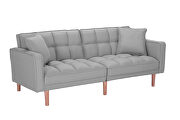 Futon sofa bed sleeper light gray linen fabric by La Spezia additional picture 10
