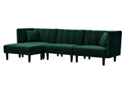 Reversible sectional sofa sleeper with 2 pillows dark green velvet additional photo 3 of 10