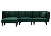 Reversible sectional sofa sleeper with 2 pillows dark green velvet additional photo 4 of 10