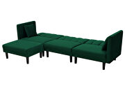 Reversible sectional sofa sleeper with 2 pillows dark green velvet additional photo 5 of 10