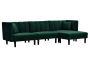 Reversible sectional sofa sleeper with 2 pillows dark green velvet by La Spezia additional picture 6
