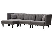 Reversible sectional sofa sleeper with 2 pillows dark gray velvet by La Spezia additional picture 12
