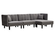 Reversible sectional sofa sleeper with 2 pillows dark gray velvet by La Spezia additional picture 8