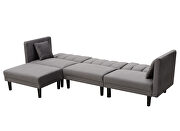 Reversible sectional sofa sleeper with 2 pillows dark gray velvet by La Spezia additional picture 10