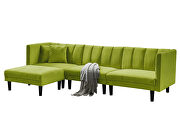 Reversible sectional sofa sleeper with 2 pillows light green velvet by La Spezia additional picture 13