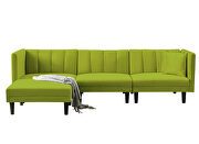 Reversible sectional sofa sleeper with 2 pillows light green velvet by La Spezia additional picture 15