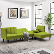Reversible sectional sofa sleeper with 2 pillows light green velvet by La Spezia additional picture 17