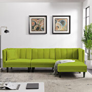 Reversible sectional sofa sleeper with 2 pillows light green velvet additional photo 4 of 17