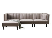 Reversible sectional sofa sleeper with 2 pillows light gray velvet by La Spezia additional picture 8