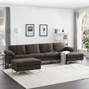Brown linen fabric sectional sofa by La Spezia additional picture 11