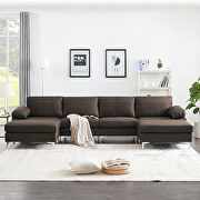 Brown linen fabric sectional sofa by La Spezia additional picture 6