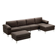 Brown linen fabric sectional sofa by La Spezia additional picture 7