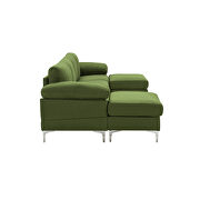 Green linen fabric sectional sofa additional photo 3 of 12