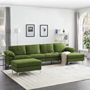 Green linen fabric sectional sofa additional photo 4 of 12