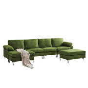 Green linen fabric sectional sofa additional photo 5 of 12
