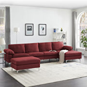 Red linen fabric sectional sofa by La Spezia additional picture 11