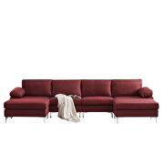 Red linen fabric sectional sofa by La Spezia additional picture 12