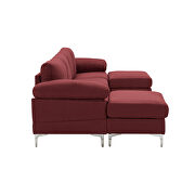 Red linen fabric sectional sofa additional photo 4 of 12