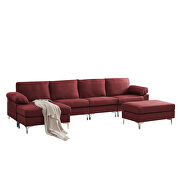 Red linen fabric sectional sofa by La Spezia additional picture 7