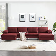 Red linen fabric sectional sofa by La Spezia additional picture 9
