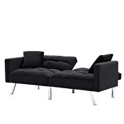 Futon sofa sleeper black velvet additional photo 3 of 13
