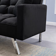 Futon sofa sleeper black velvet additional photo 4 of 13
