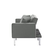 Futon sofa sleeper gray velvet additional photo 4 of 13