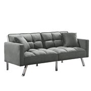 Futon sofa sleeper gray velvet additional photo 5 of 13