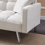 Futon sofa sleeper beige velvet additional photo 4 of 7