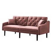 Futon sofa sleeper pink velvet with 2 pillows additional photo 4 of 12