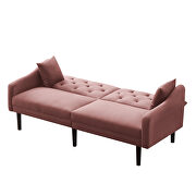 Futon sofa sleeper pink velvet with 2 pillows by La Spezia additional picture 10