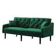 Futon sofa sleeper green velvet with 2 pillows additional photo 4 of 12