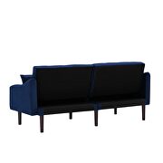 Futon sofa sleeper navy blue velvet with 2 pillows by La Spezia additional picture 13