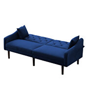 Futon sofa sleeper navy blue velvet with 2 pillows additional photo 4 of 12