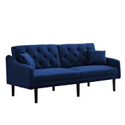 Futon sofa sleeper navy blue velvet with 2 pillows additional photo 5 of 12