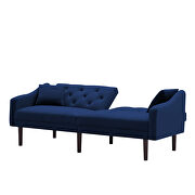 Futon sofa sleeper navy blue velvet with 2 pillows by La Spezia additional picture 7