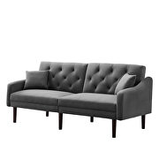 Futon sofa sleeper gray velvet with 2 pillows additional photo 4 of 12