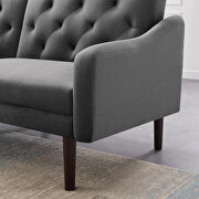 Futon sofa sleeper gray velvet with 2 pillows additional photo 5 of 12