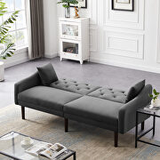 Futon sofa sleeper gray velvet with 2 pillows by La Spezia additional picture 6