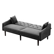 Futon sofa sleeper gray velvet with 2 pillows by La Spezia additional picture 10